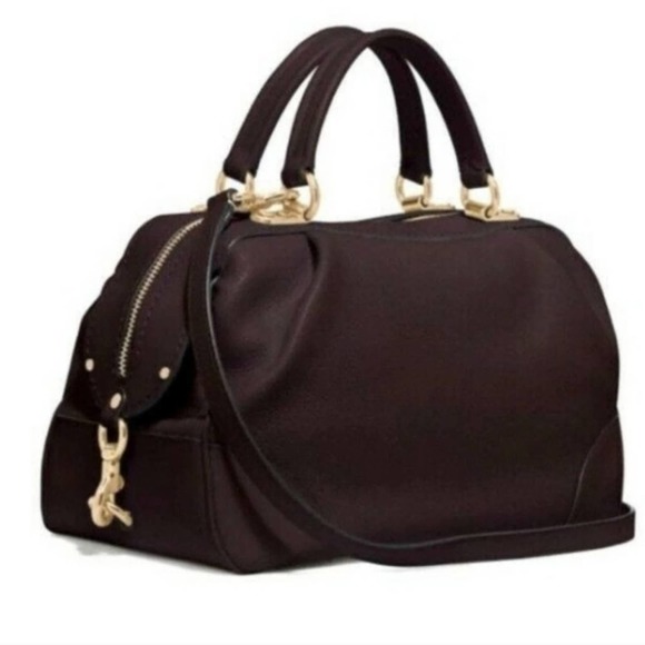 Coach Handbags - COACH PEBBLE LEATHER LANE SATCHEL Oxblood/Gold new!!!!